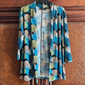 Vibrant Blue and Green Women's Cardigan